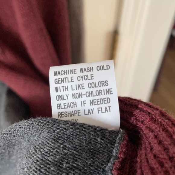 Bela NYC Maroon & Gray Color Block Waffle Knit Open Cardigan, Sz 5 - Picture 7 of 12